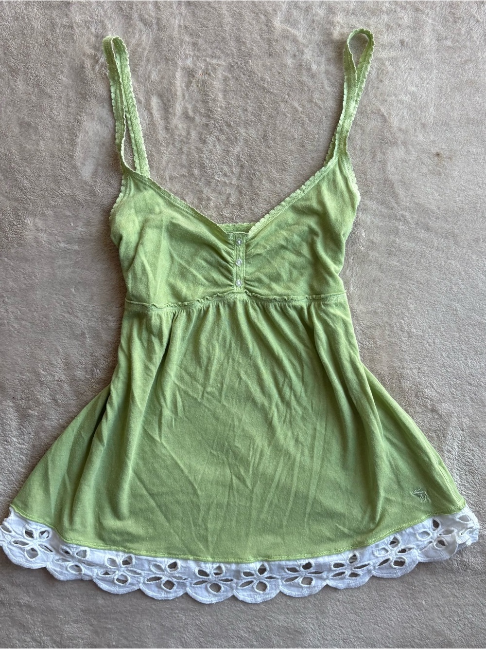 RARE Y2K Vintage babydoll cami Light Green Lace-Trim Cami Tank Top - Women's